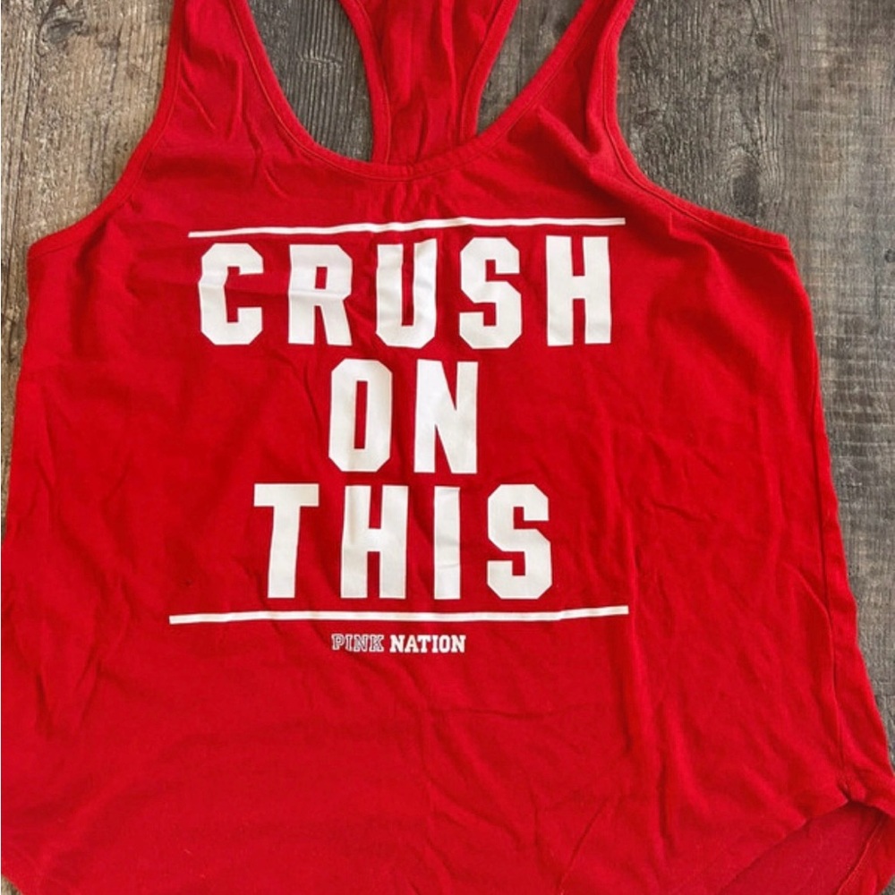 PINK Victoria's Secret Red Graphic Tank Top